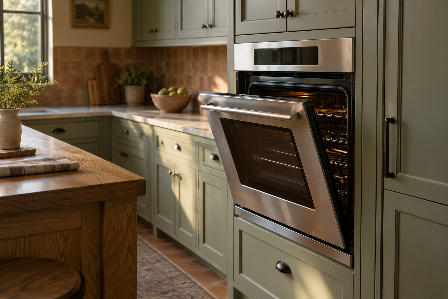 Illustrative Monogram oven in a residential kitchen — AI image for Sub-Zero Repair Golden’s Bridge