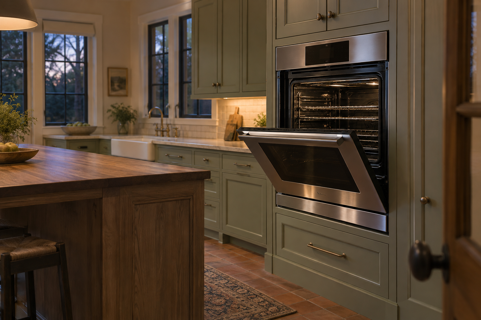 Illustrative Monogram oven in a residential kitchen — AI image for Sub-Zero Repair Golden’s Bridge